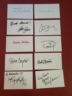 Hand Signed Autograph Index Card Lot Dionne WarwickNorbert Weisser Marla Gibbs